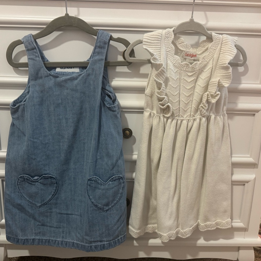 Chic Denim Blue and Cream Knit Dress Set